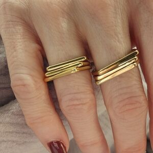 NEW Triple Connected Gold Stacked Rings - Multiple Sizes Available